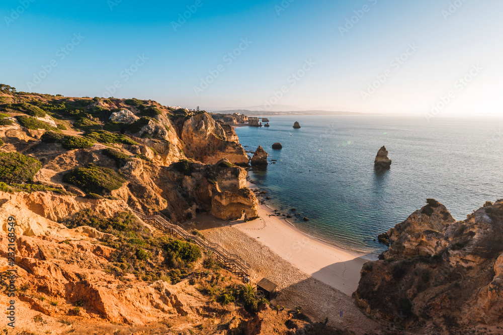 Portugal, Algarve, Faro district, Lagos, Camilo Beach (Praia do Camilo). Portugal, Algarve, Faro district, Lagos, Camilo Beach (Praia do Camilo).