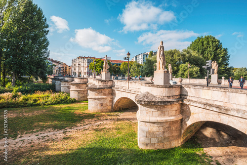 Spain, Castile and Leon, Burgos. The 13th-century the bridge (Puente) of San Pablo.