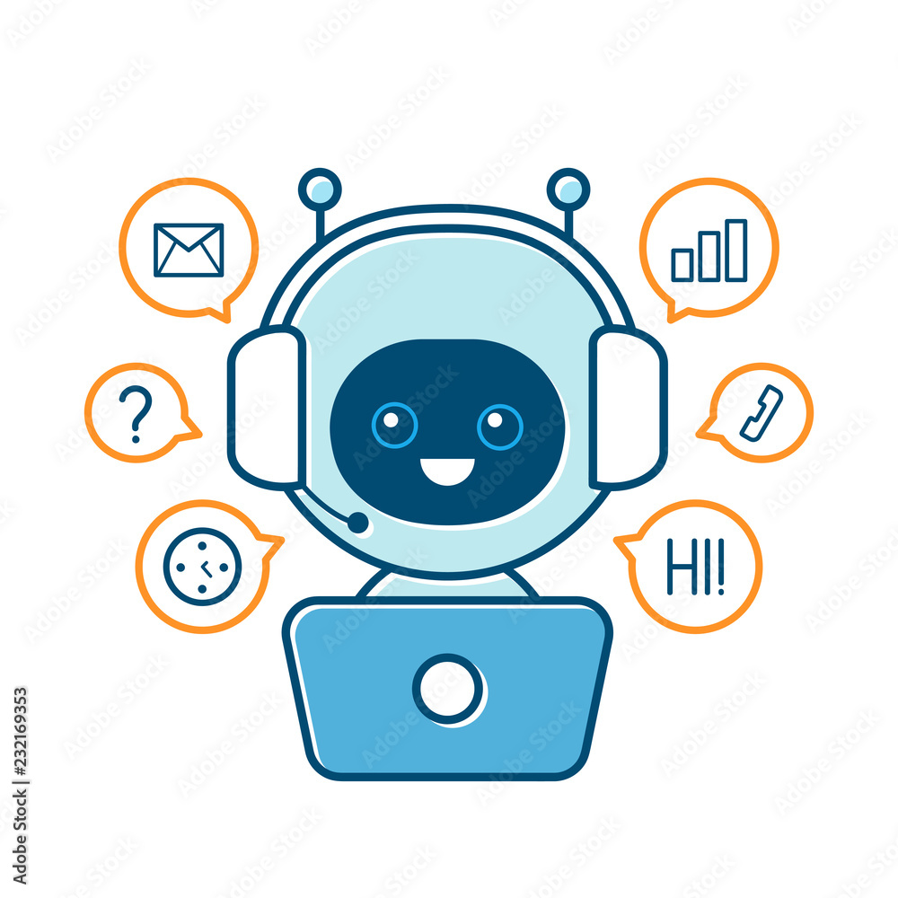 Cute smiling robot,chat bot vector de Stock | Adobe Stock