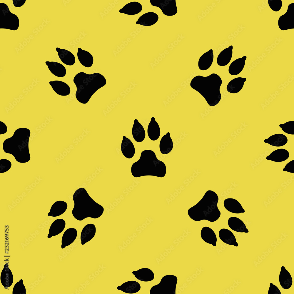 Fototapeta premium Seamless pattern with dog tracks. Vector illustration.