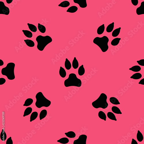 Seamless pattern with dog tracks. Vector illustration
