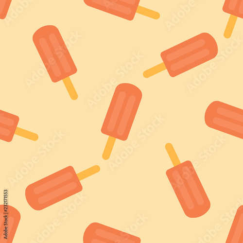 Vector seamless pattern of ice cream. Ice cream with fruit juice. Popsicle on a stick