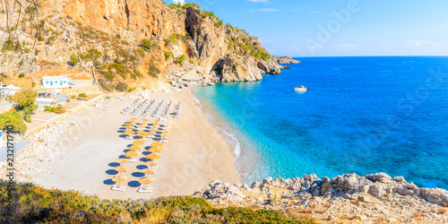 Fototapeta Naklejka Na Ścianę i Meble -  Kyra Pynagia bay with beautiful beach on Karpathos island, Greece