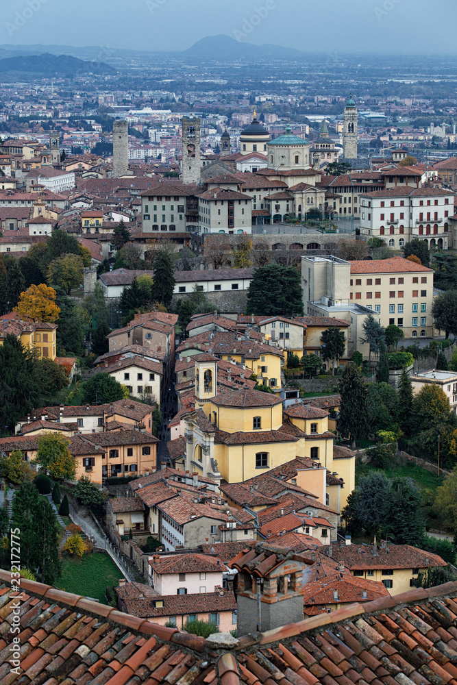 View of old town of Bergamo italy