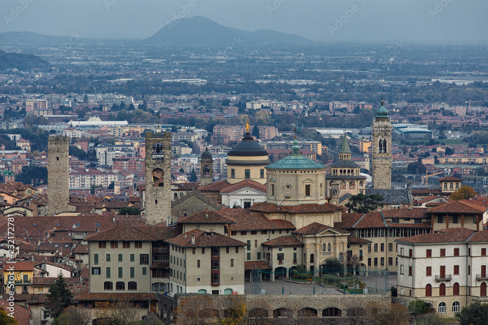 View of old town of Bergamo italy