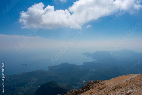 beautiful landscape in high taurus mountains against cloudy sky in Antalya, Turkey 