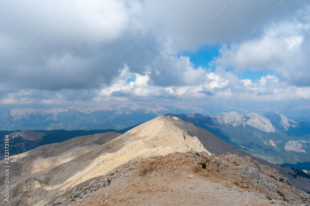 beautiful landscape in high taurus mountains against cloudy sky in Antalya, Turkey 