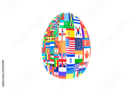 Easter egg with flags all countries of world