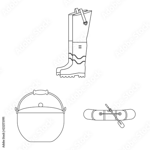 Isolated object of fish and fishing symbol. Collection of fish and equipment vector icon for stock.