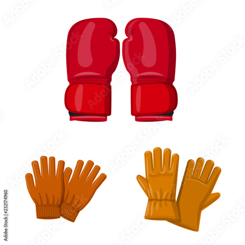Isolated object of glove and winter icon. Set of glove and equipment stock symbol for web.