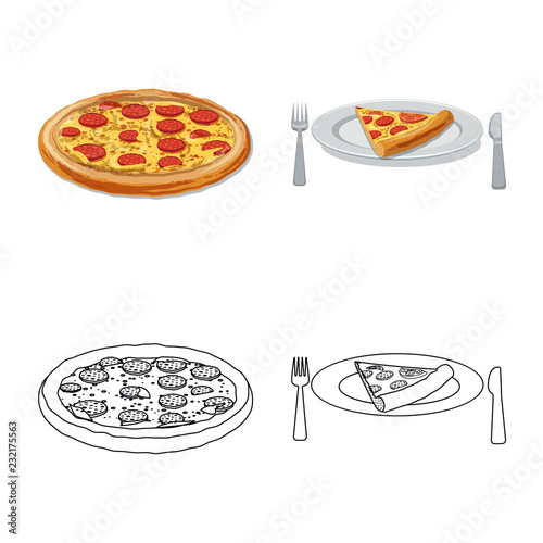 Vector design of pizza and food icon. Collection of pizza and italy vector icon for stock.