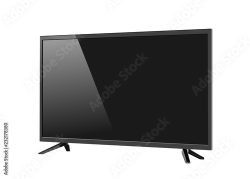 Black LED tv television screen blank isolated on white background