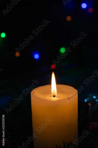 candle on red background