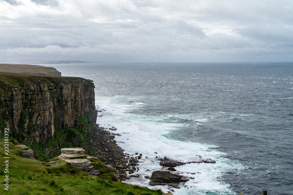 Dunnet Head, most northern point of the UK mainland with Lighthouse in background