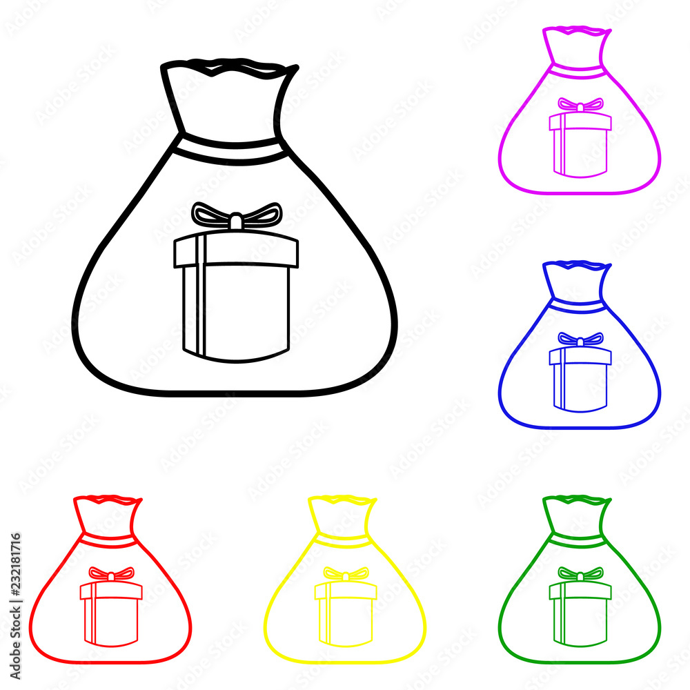 santa claus bag with present line icon. Elements of Christmas and New Year in multi colored icons. Simple icon for websites, web design, mobile app, info graphics santa claus bag with present line icon. Elements of Christmas and New Year in multi colored icons. Simple icon for websites, web design, mobile app, info graphics