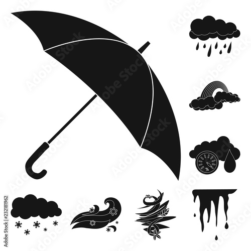 Vector illustration of weather and climate logo. Set of weather and cloud stock symbol for web.