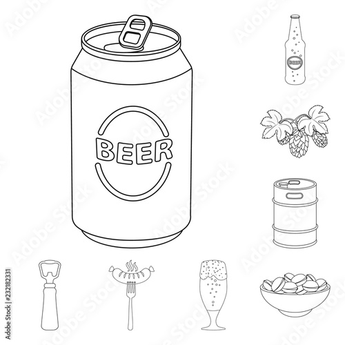 Vector illustration of pub and bar icon. Set of pub and interior vector icon for stock.