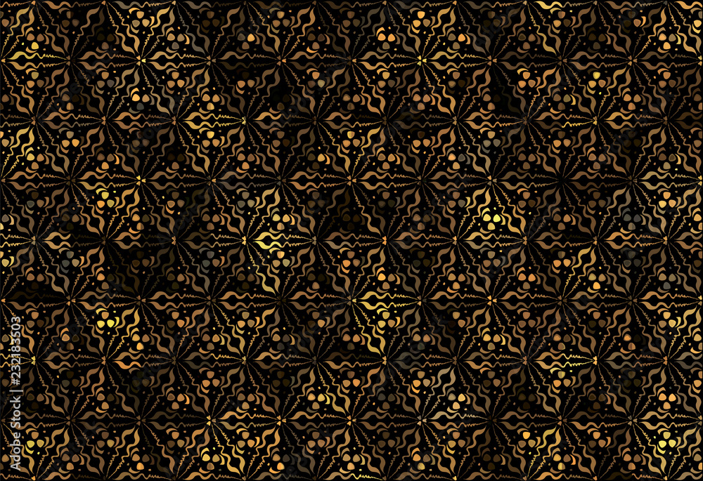 bright lace golden ornament on a black background