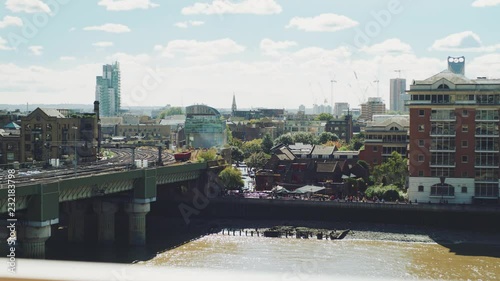 Slow motion shot of a part of financial buildings in London.