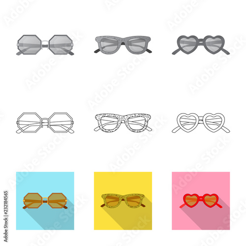 Isolated object of glasses and sunglasses logo. Set of glasses and accessory vector icon for stock.