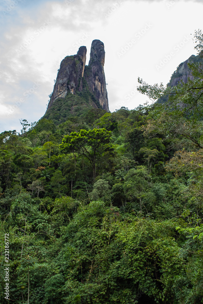 Mountain of the Finger of God. Located near the town of Teresopolis, State of Rio de Janeiro, Brazil, South America. Space to write texts, Writing background. 