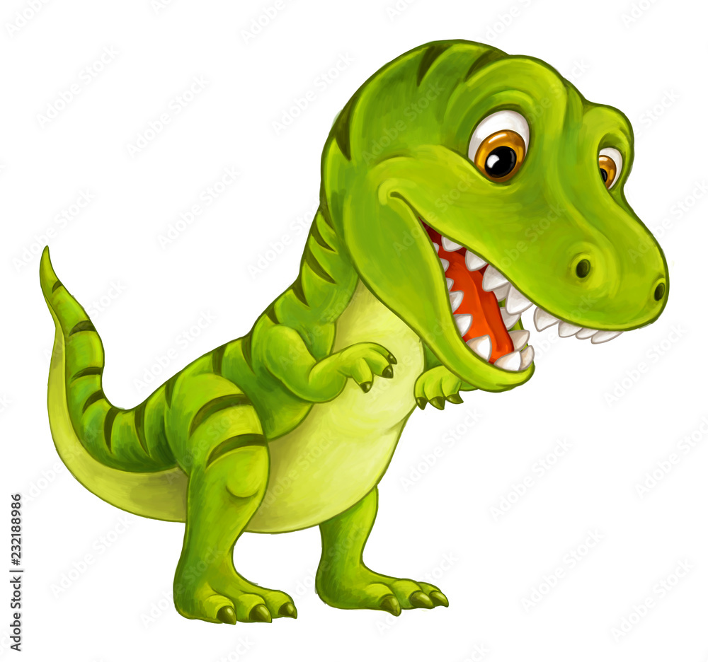 Obraz premium cartoon happy and funny dinosaur - tyrannosaurus - illustration for children
