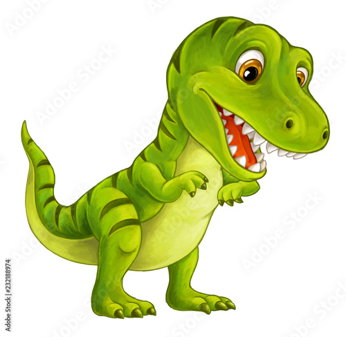 cartoon happy and funny dinosaur - tyrannosaurus - illustration for children