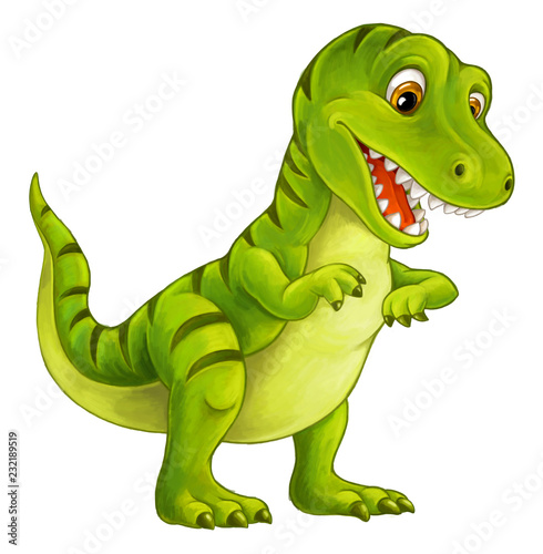 Fototapeta Naklejka Na Ścianę i Meble -  cartoon happy and funny dinosaur - tyrannosaurus - illustration for children