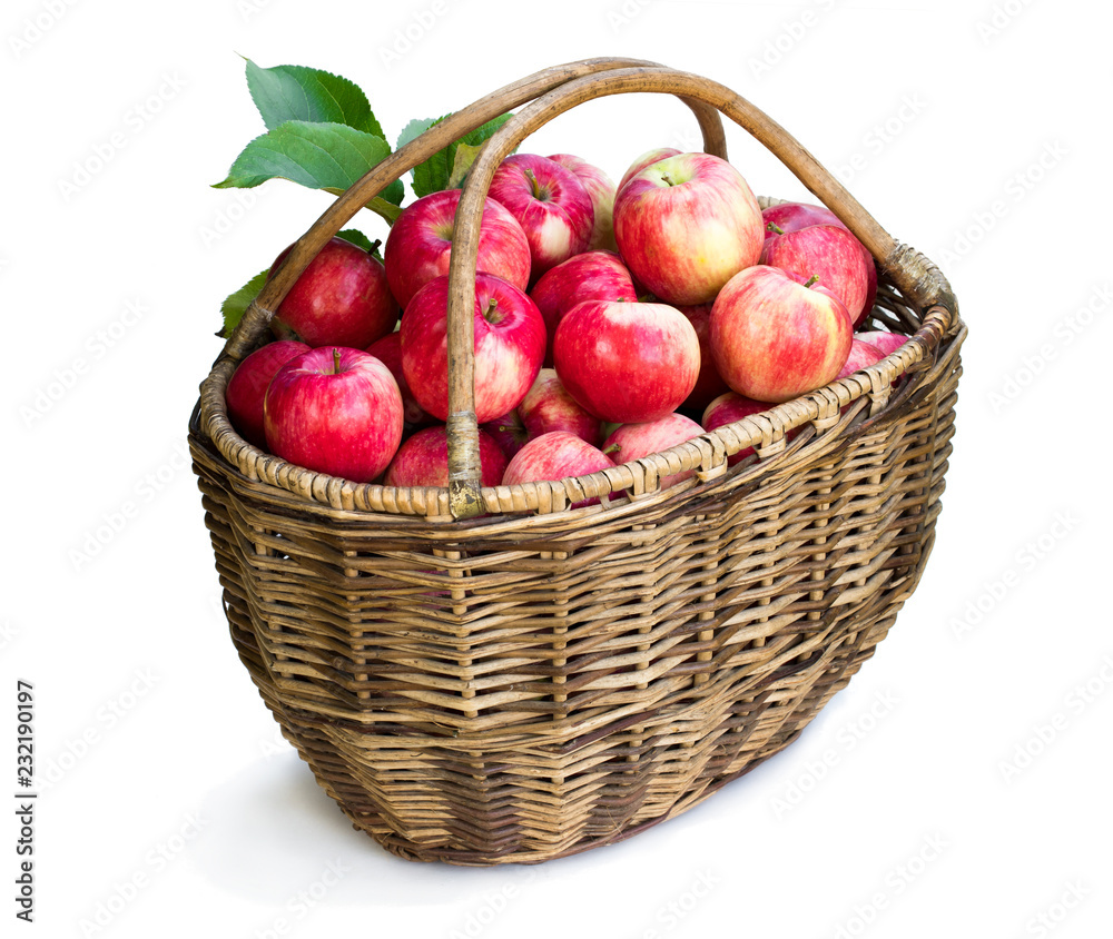 Big basket full of fresh apples isolated on white Big basket full of fresh apples isolated on white