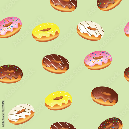 Donut seamless pattern. vector illustration