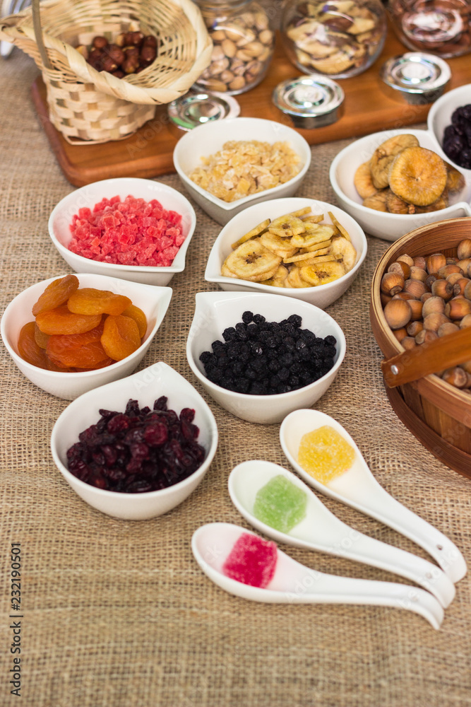 Healthy dried fruits and walnuts fruits
