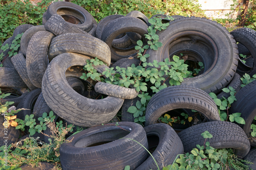 Obraz premium Scrap tyres polluting environment