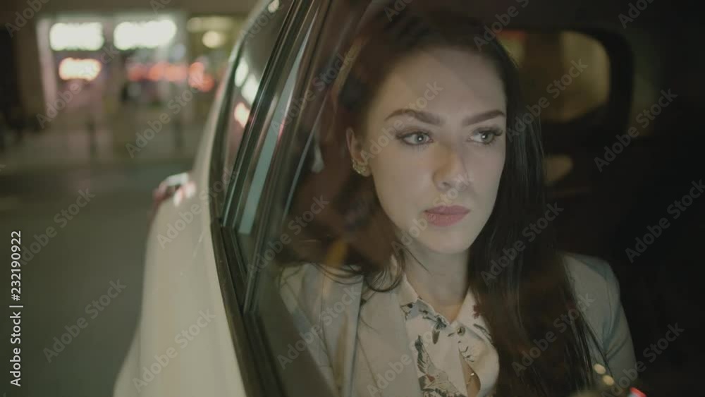 Young Businesswoman in the Moving Car Young Businesswoman in the Moving Car