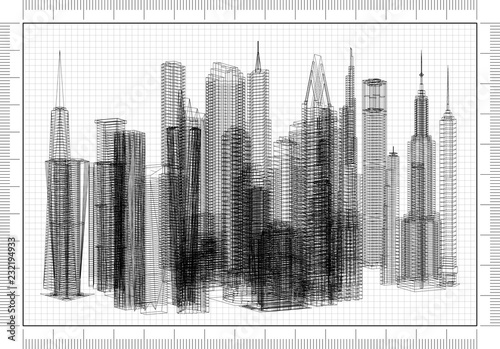 Skyscraper Concept Architect Blueprint 
