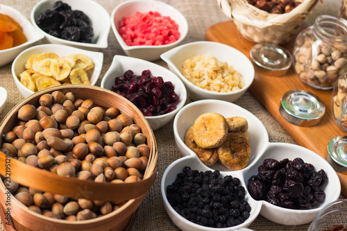 Healthy dried fruits and walnuts fruits 