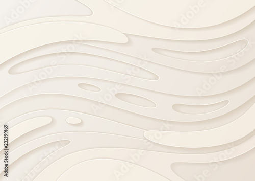 Abstract paper cut white background with wavy layers; Realistic carving art; Vector 3d template; Material design concept.