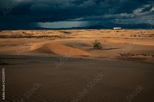 Cloads over the dunes in the natural park in Corralejo Fuereventua  Las Palmas Canary Islands Spain