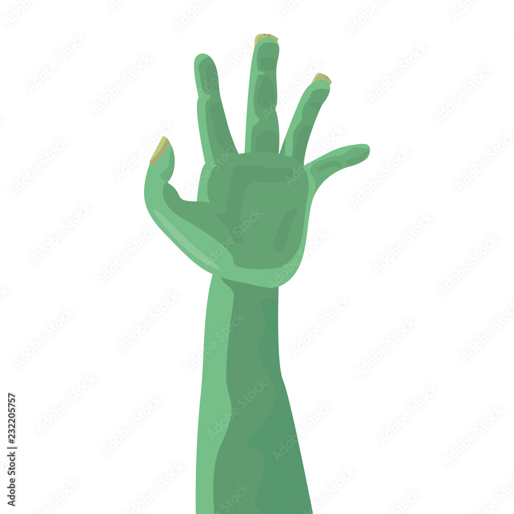 green monster hand on white background green monster hand on white background