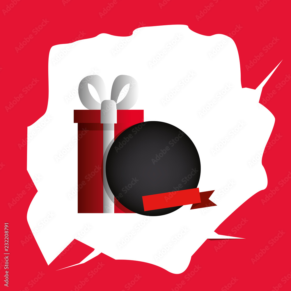 Obraz premium gift box label on white background