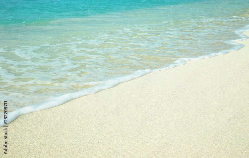 Sea wave on the sandy beach.