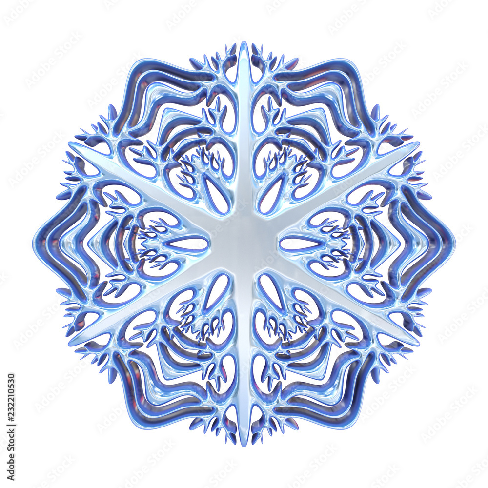 Blue complex snowflake 3D