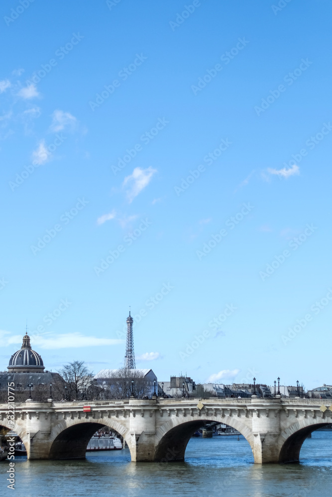 View towards Eiffel Tower from Seine River
