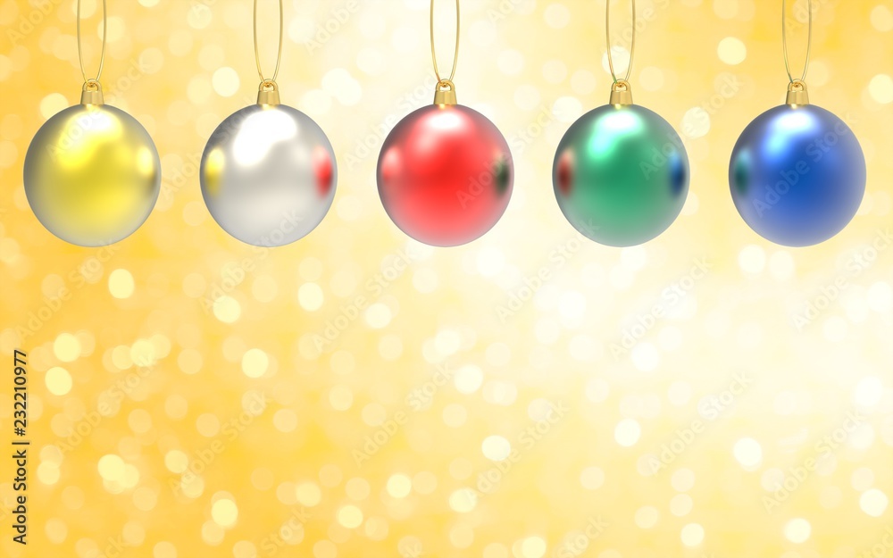 Obraz premium christmas ornament 3d rendering on gold glitter backgound