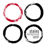 Vector set of hand painted circles for backdrops. Monochrome artistic hand drawn backgrounds. Hand drawn stains round shape set.