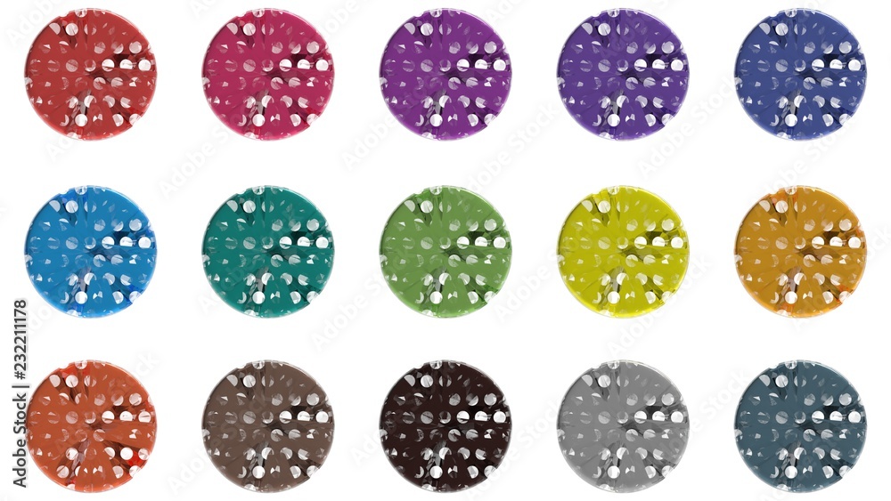 round fifteen color icon set 3d rendering on white background round fifteen color icon set 3d rendering on white background