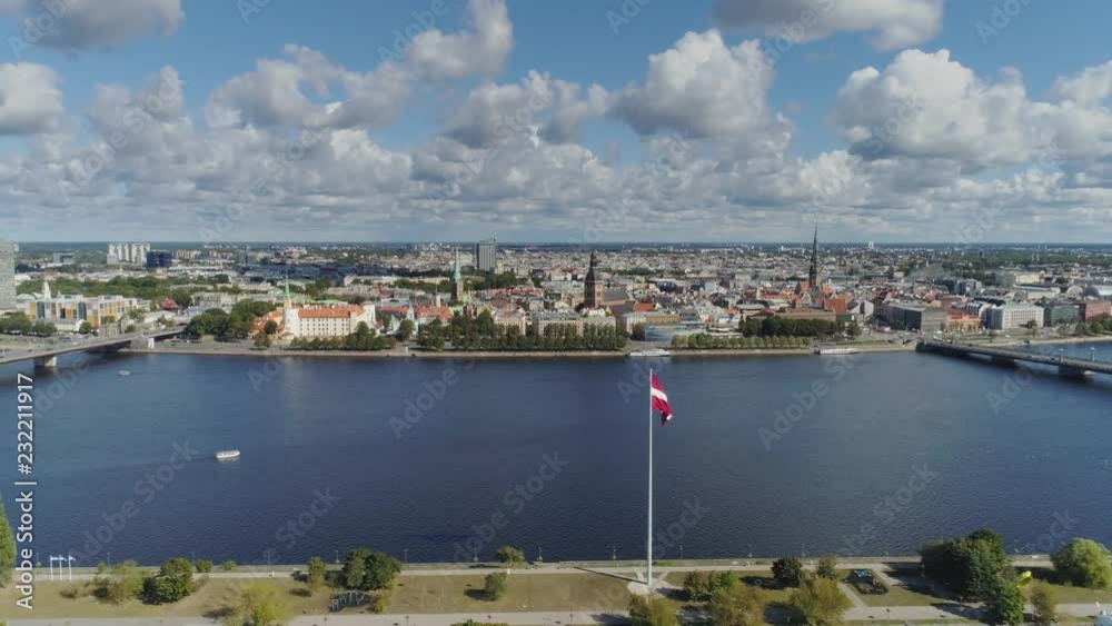 4K Riga city sunset Church and living buildings houses in Old Down Town Drone flight 4K Riga city sunset Church and living buildings houses in Old Down Town Drone flight