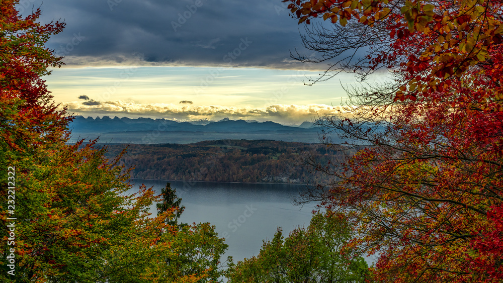Panorama Blick über den Bodensee im Herbst 