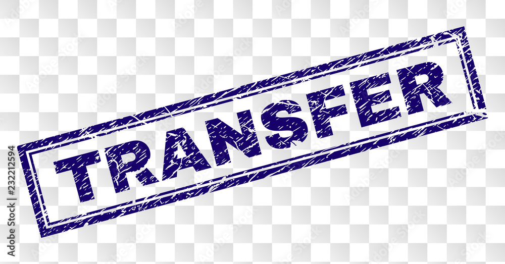 TRANSFER stamp seal print with grunge style and double framed rectangle