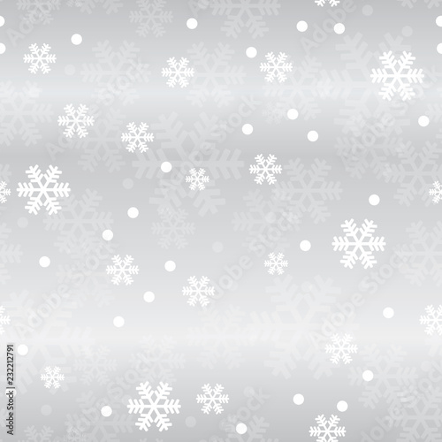 Silver Christmas snowflakes seamless pattern. Great for winter holidays wallp...