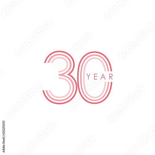 30 Year Anniversary Vector Template Design Illustration